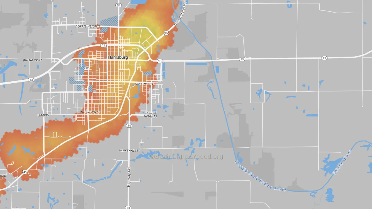 Bike Grade map of Garden Heights, IL