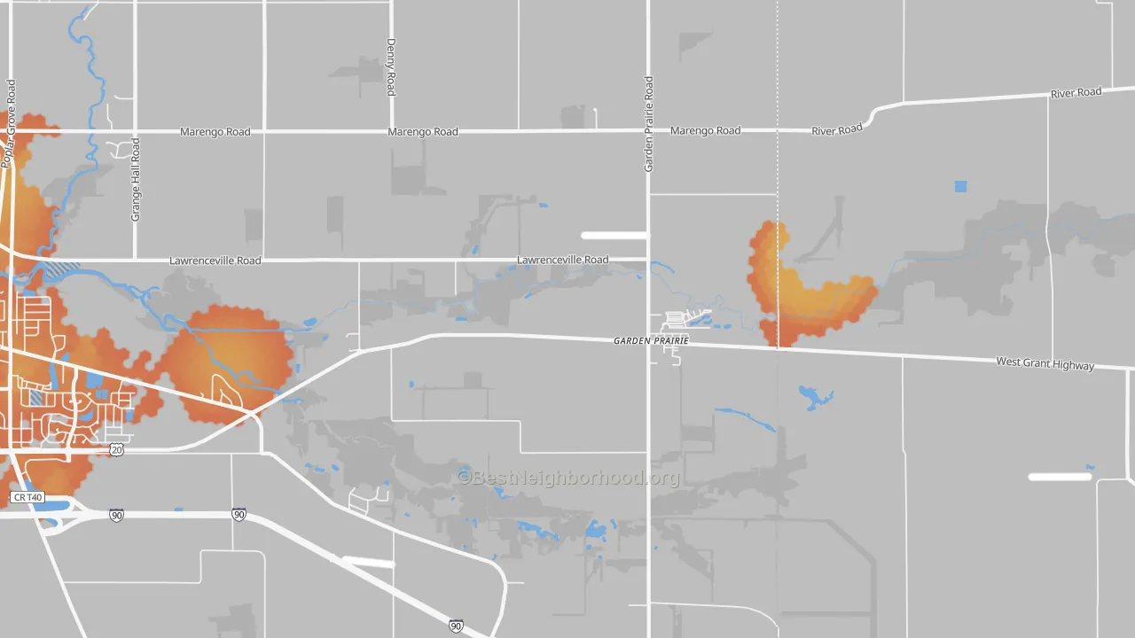 Bike Grade map of Garden Prairie, IL