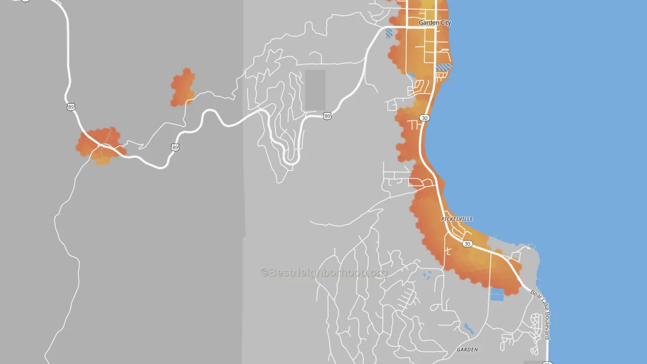 Bike Grade map of Garden, UT