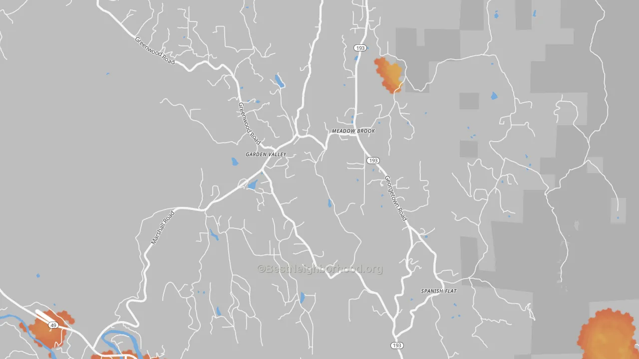 Bike Grade map of Garden Valley, CA