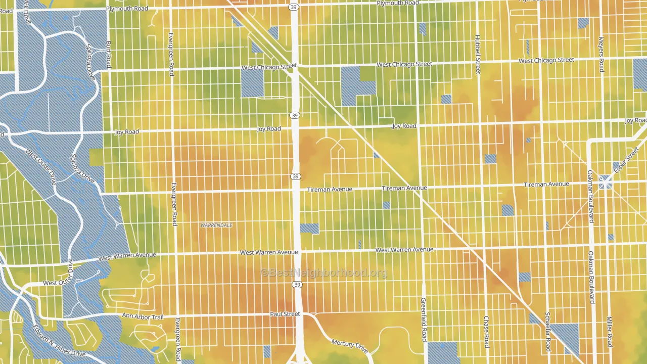 Bike Grade map of Garden View, Detroit, MI