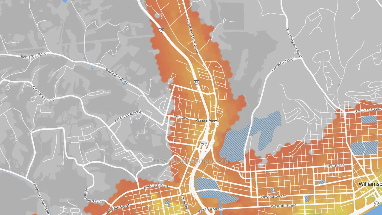 Bike Grade map of Garden View, PA