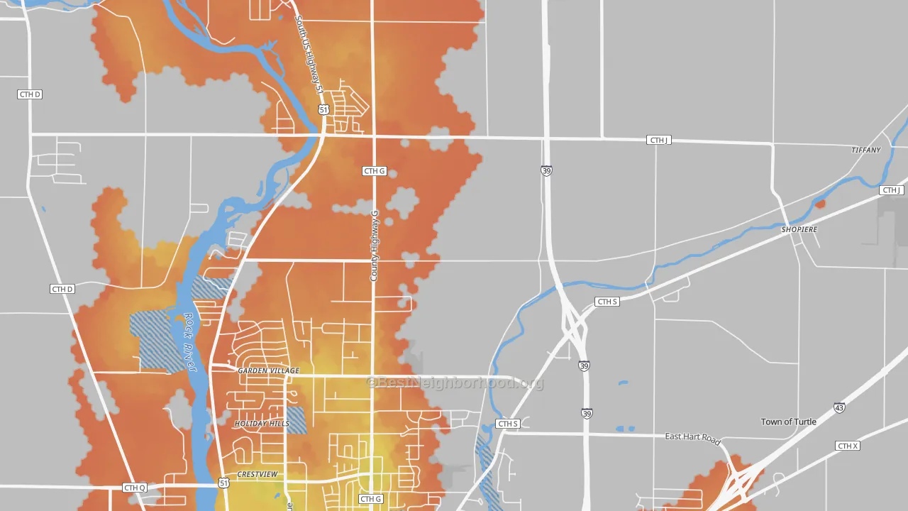 Bike Grade map of Garden Village, WI