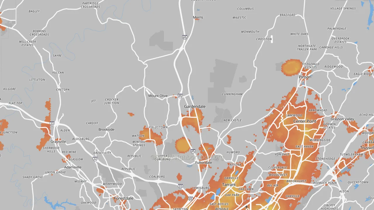 Bike Grade map of Gardendale, AL