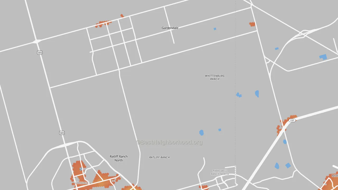 Bike Grade map of Gardendale, TX