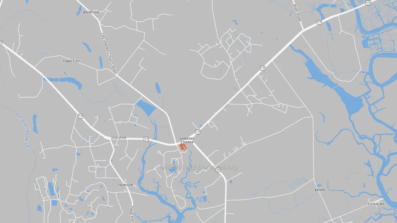 Bike Grade map of Gardens Corner, SC
