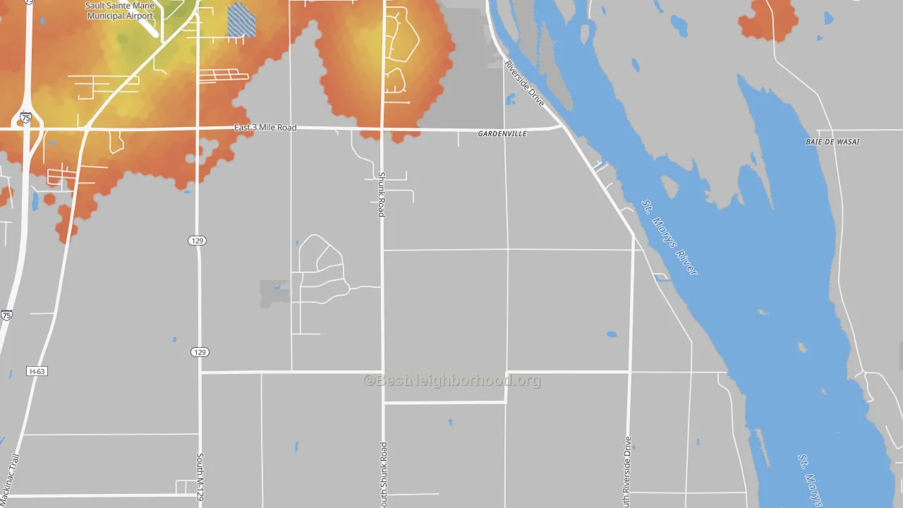 Bike Grade map of Gardenville, MI