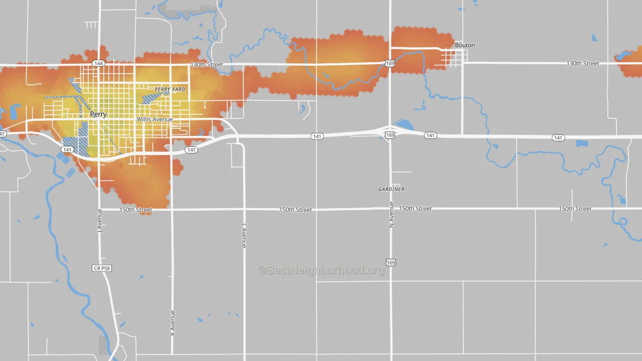 Bike Grade map of Gardiner, IA