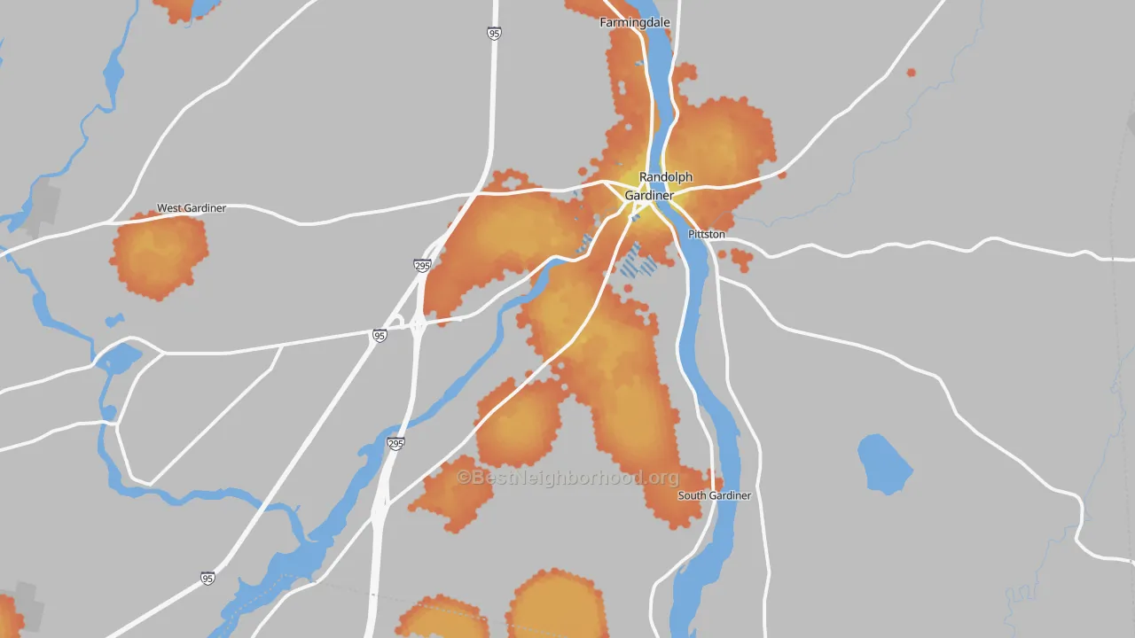 Bike Grade map of Gardiner, ME
