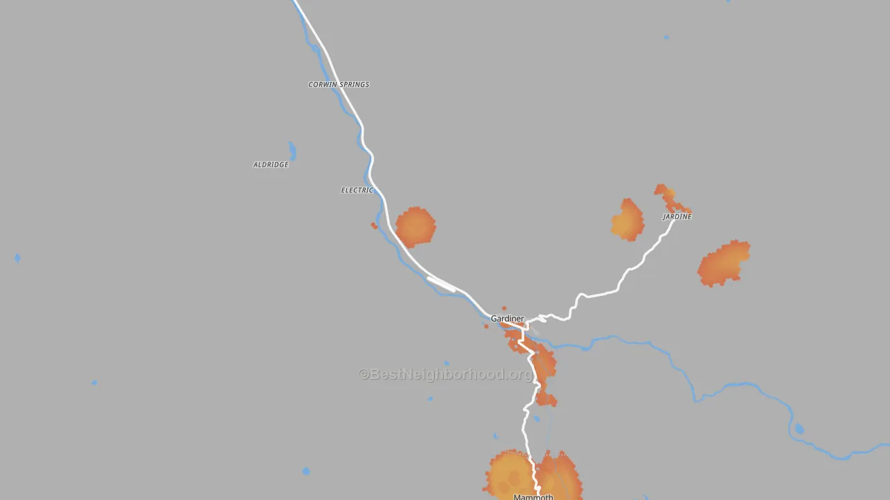 Bike Grade map of Gardiner, MT
