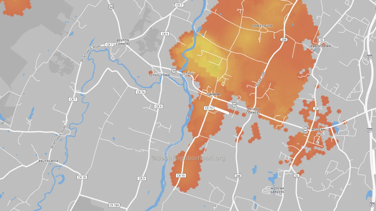 Bike Grade map of Gardiner, NY