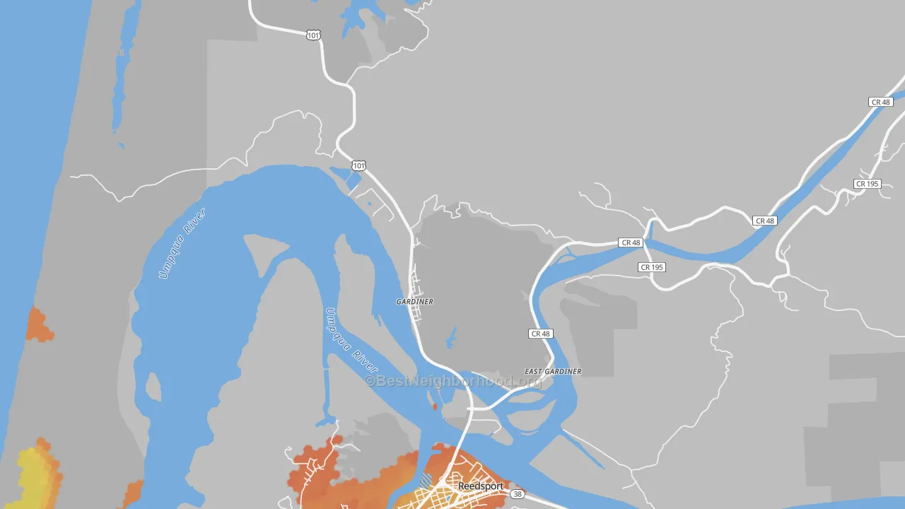 Bike Grade map of Gardiner, OR