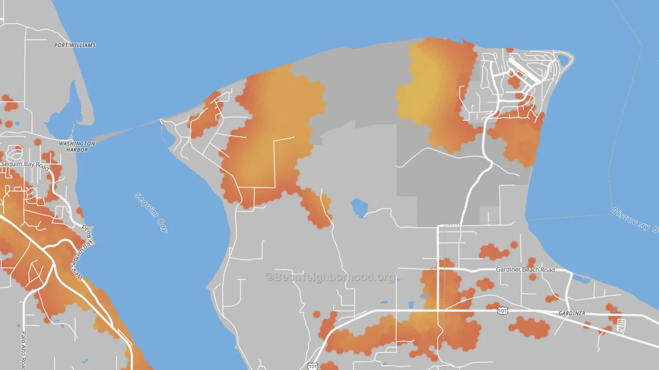 Bike Grade map of Gardiner, WA
