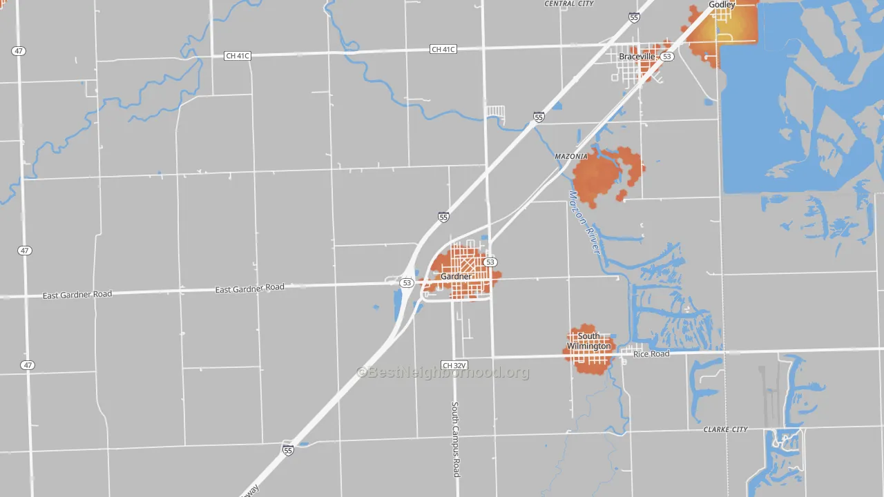 Bike Grade map of Gardner, IL