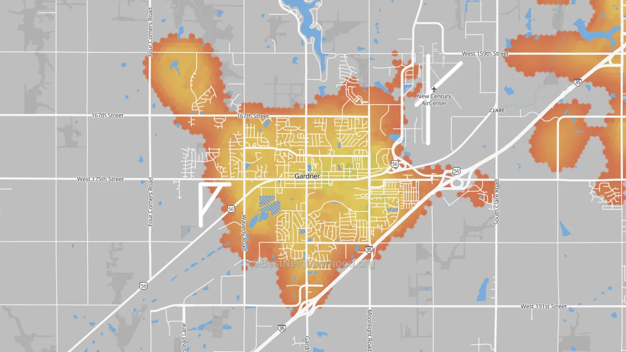 Bike Grade map of Gardner, KS