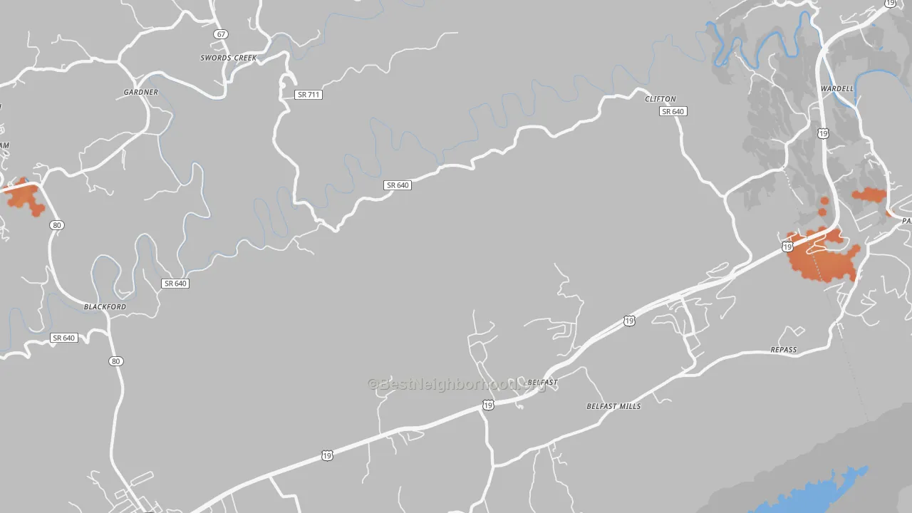 Bike Grade map of Gardner, VA
