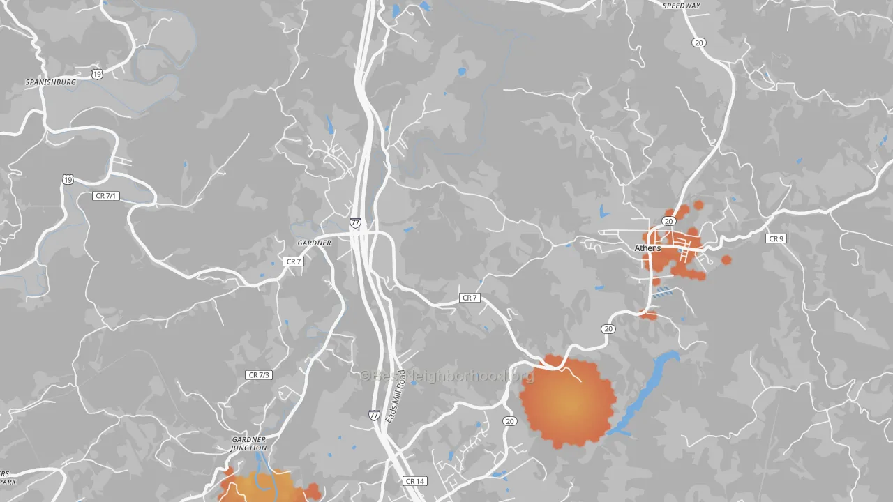 Bike Grade map of Gardner, WV
