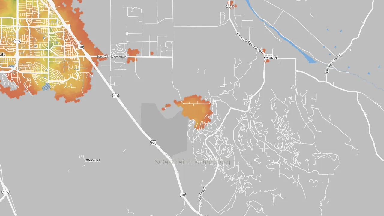 Bike Grade map of Garey, CA