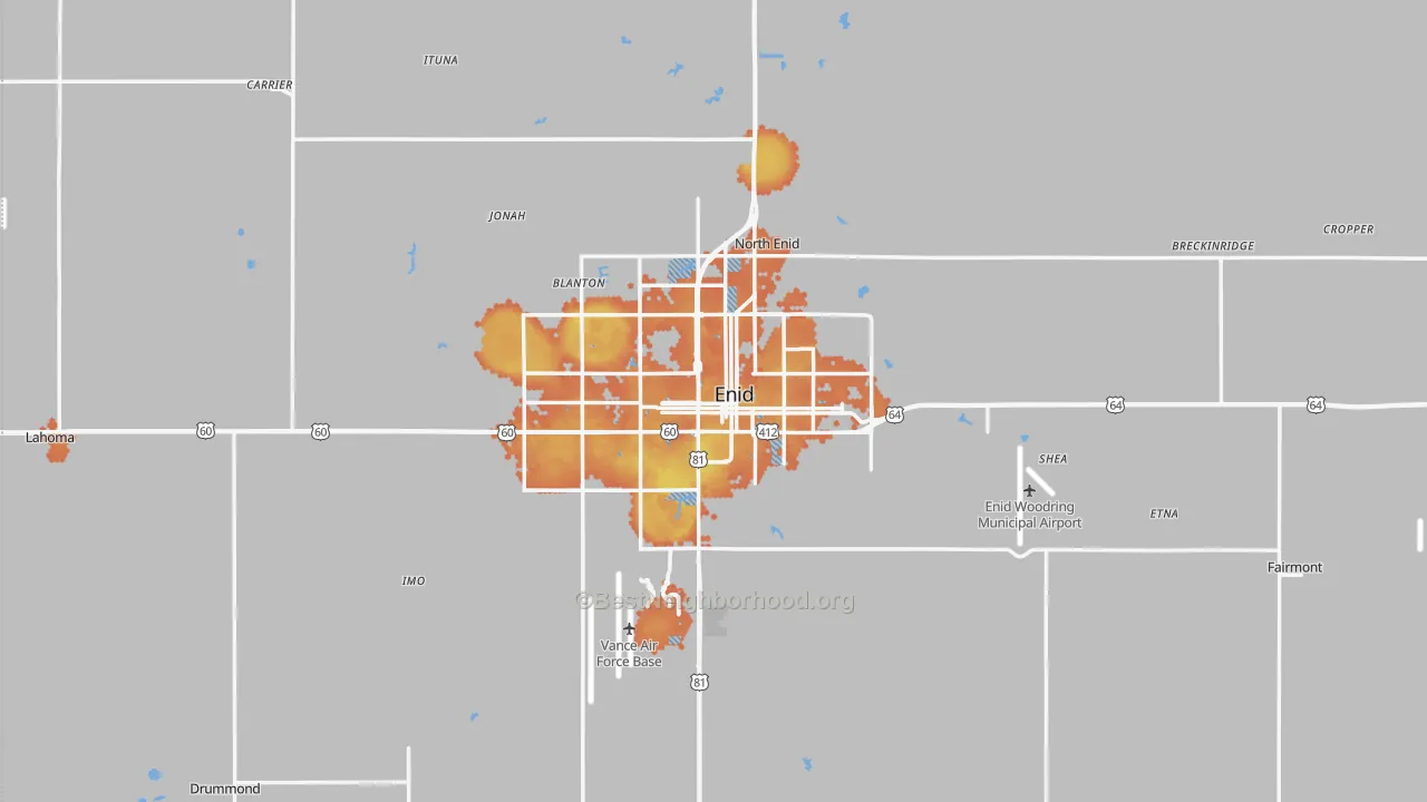 Bike Grade map of Garfield County, OK