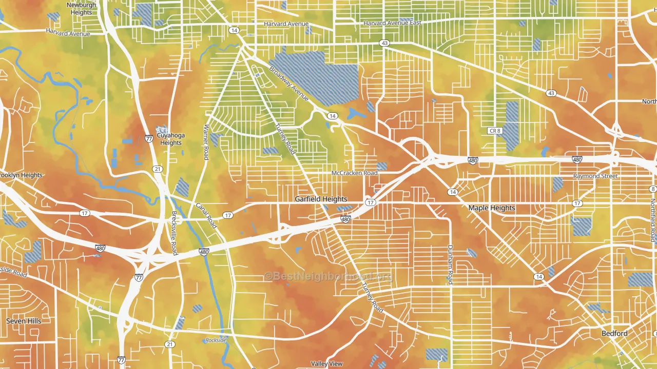 Bike Grade map of Garfield Heights, OH