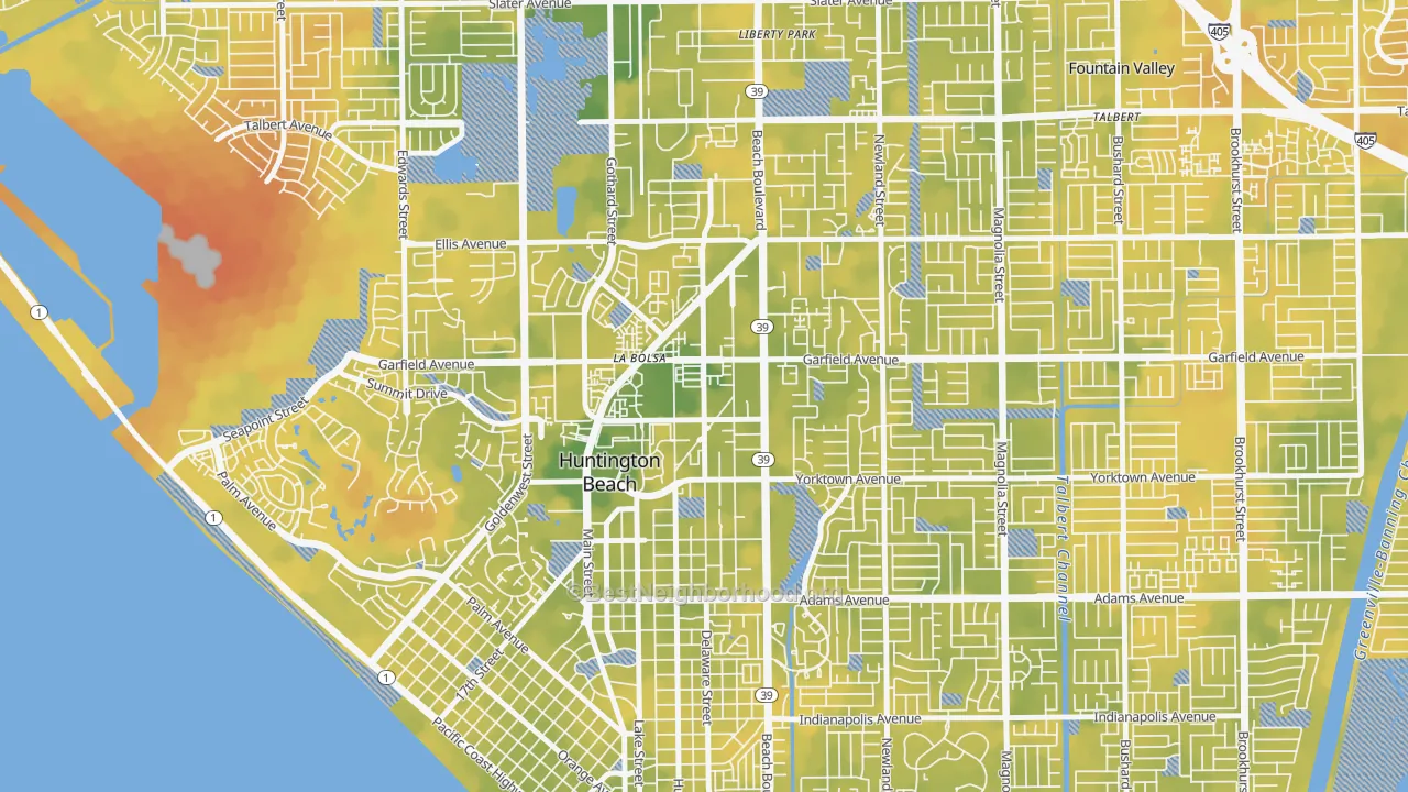 Bike Grade map of Garfield, Huntington Beach, CA