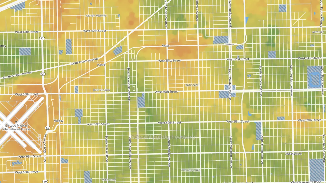 Bike Grade map of Garfield Manor, Chicago, IL