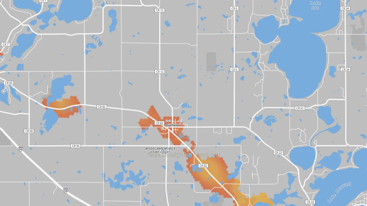 Bike Grade map of Garfield, MN