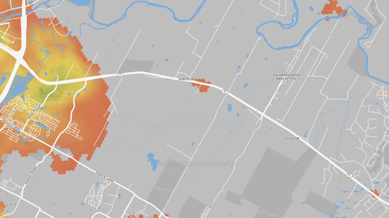 Bike Grade map of Garfield, TX