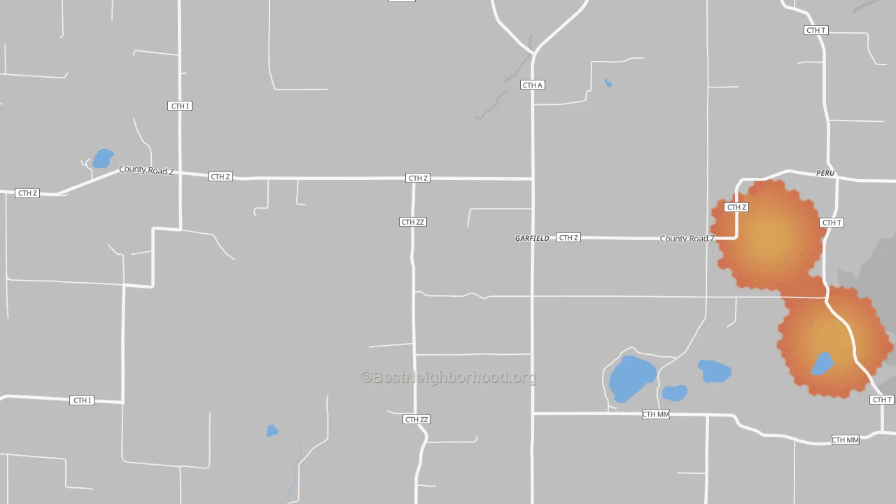 Bike Grade map of Garfield, WI