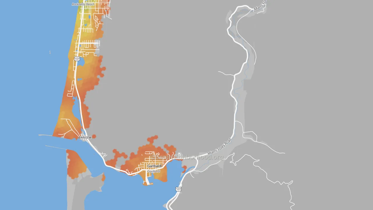 Bike Grade map of Garibaldi, OR