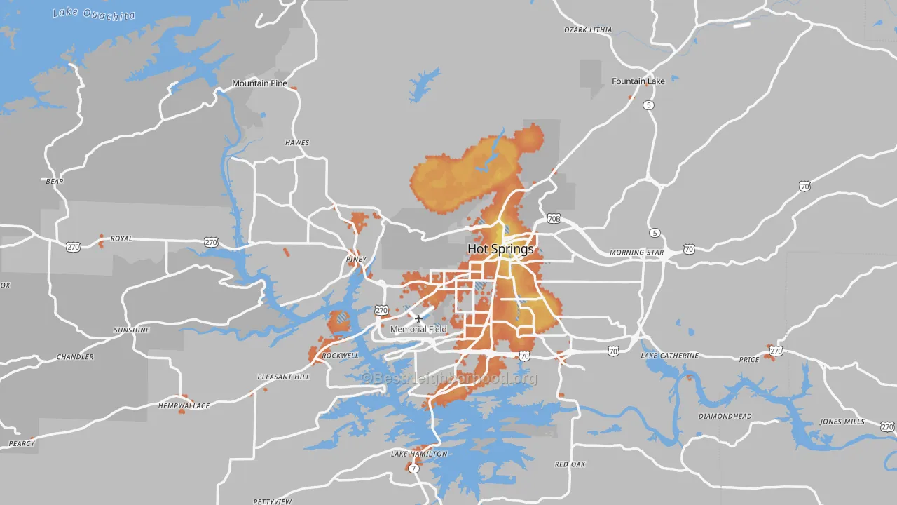 Bike Grade map of Garland County, AR