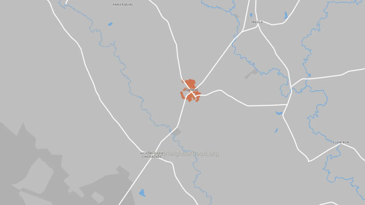 Bike Grade map of Garland, NC