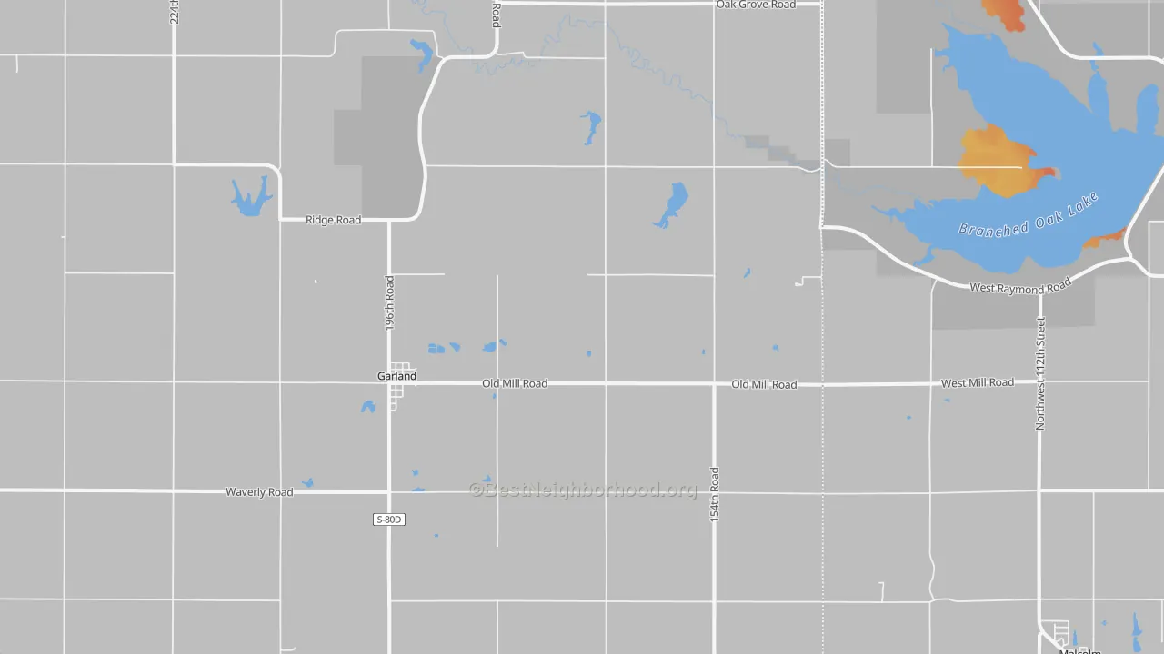 Bike Grade map of Garland, NE