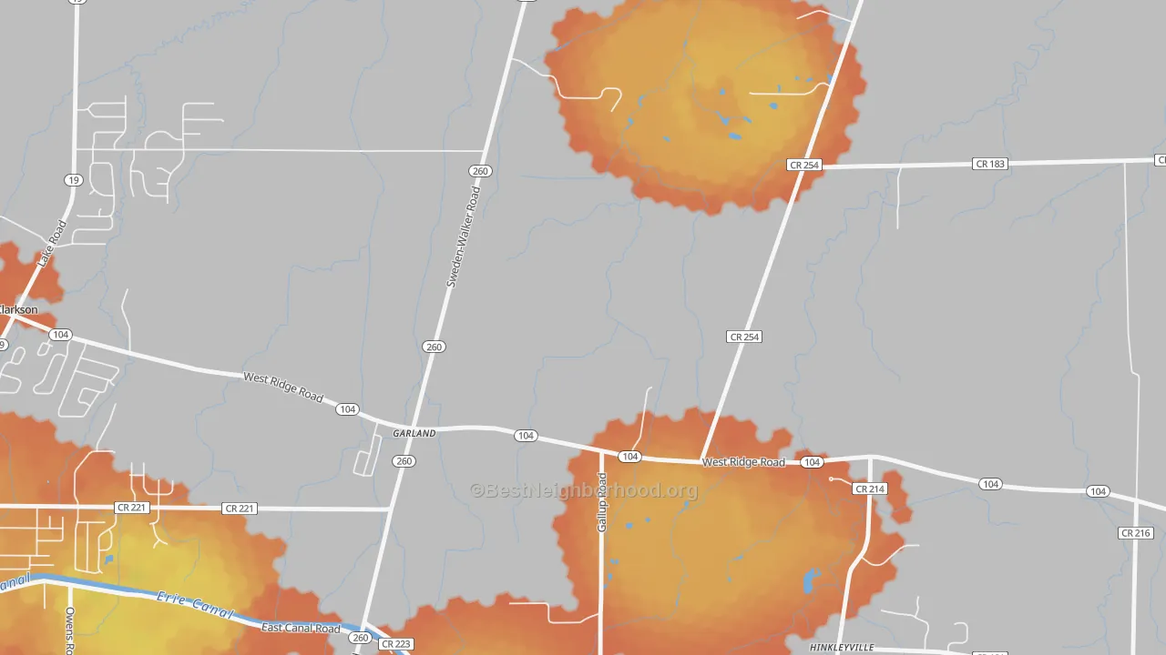 Bike Grade map of Garland, NY