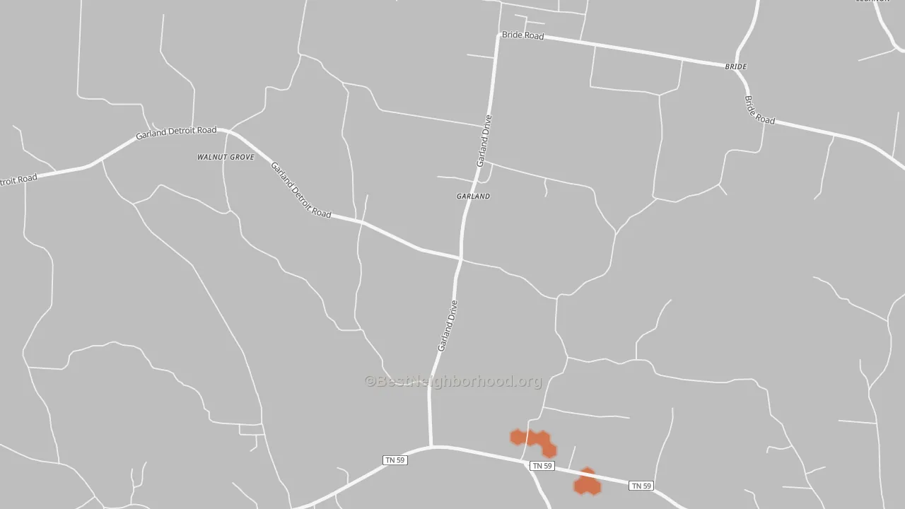 Bike Grade map of Garland, TN