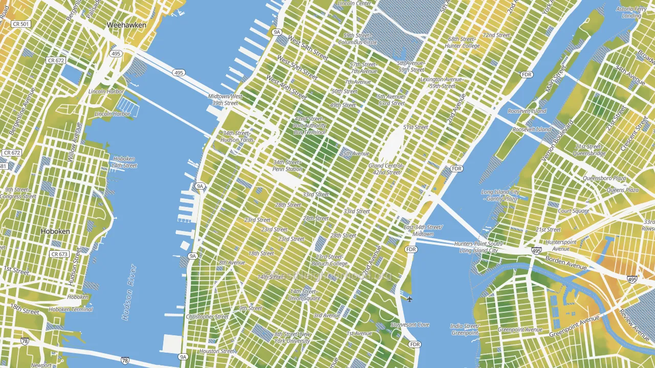 Bike Grade map of Garment District, Manhattan, NY