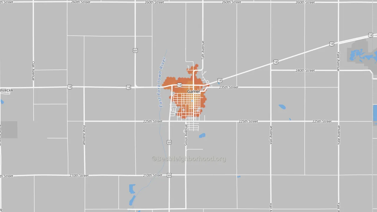 Bike Grade map of Garner, IA