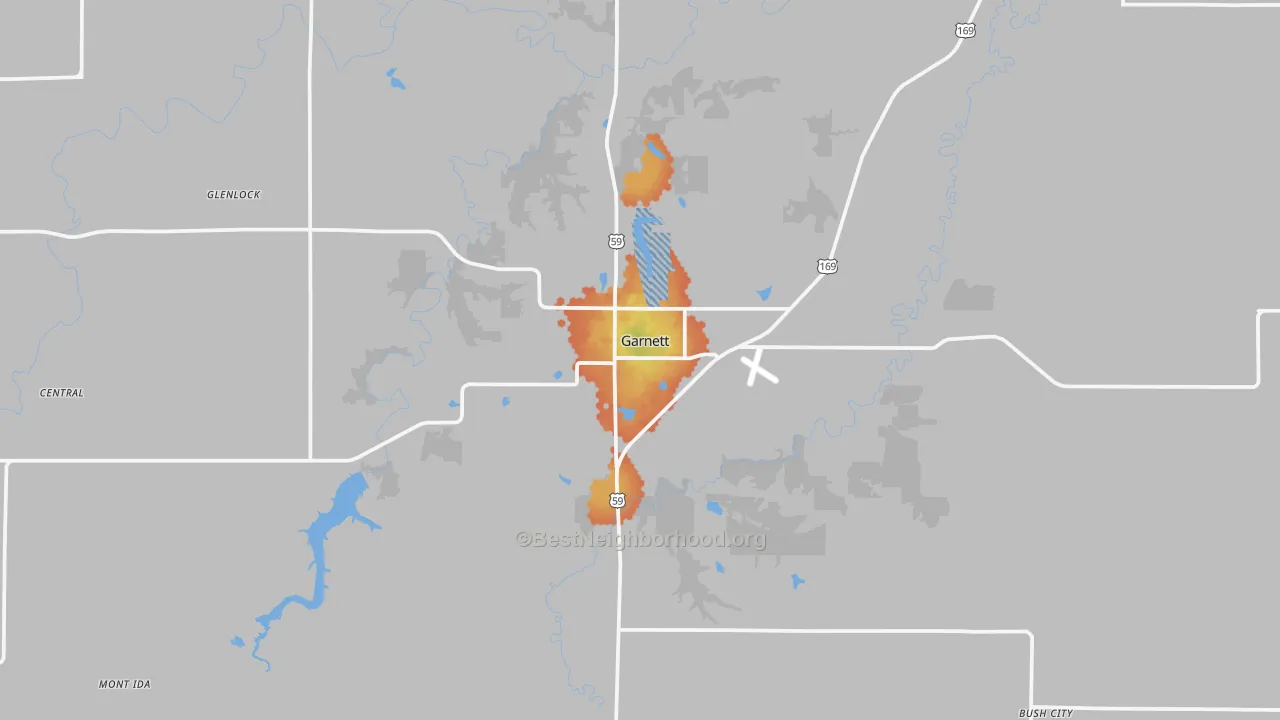 Bike Grade map of Garnett, KS