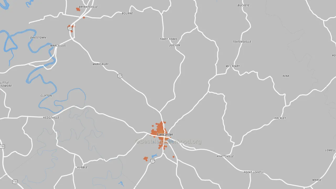 Bike Grade map of Garrard County, KY