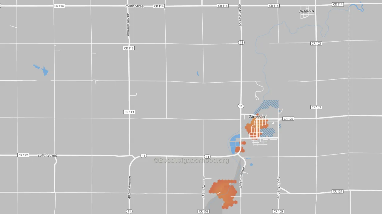 Bike Grade map of Garretson, SD