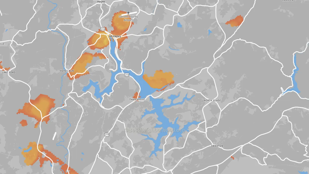 Bike Grade map of Garrett County, MD