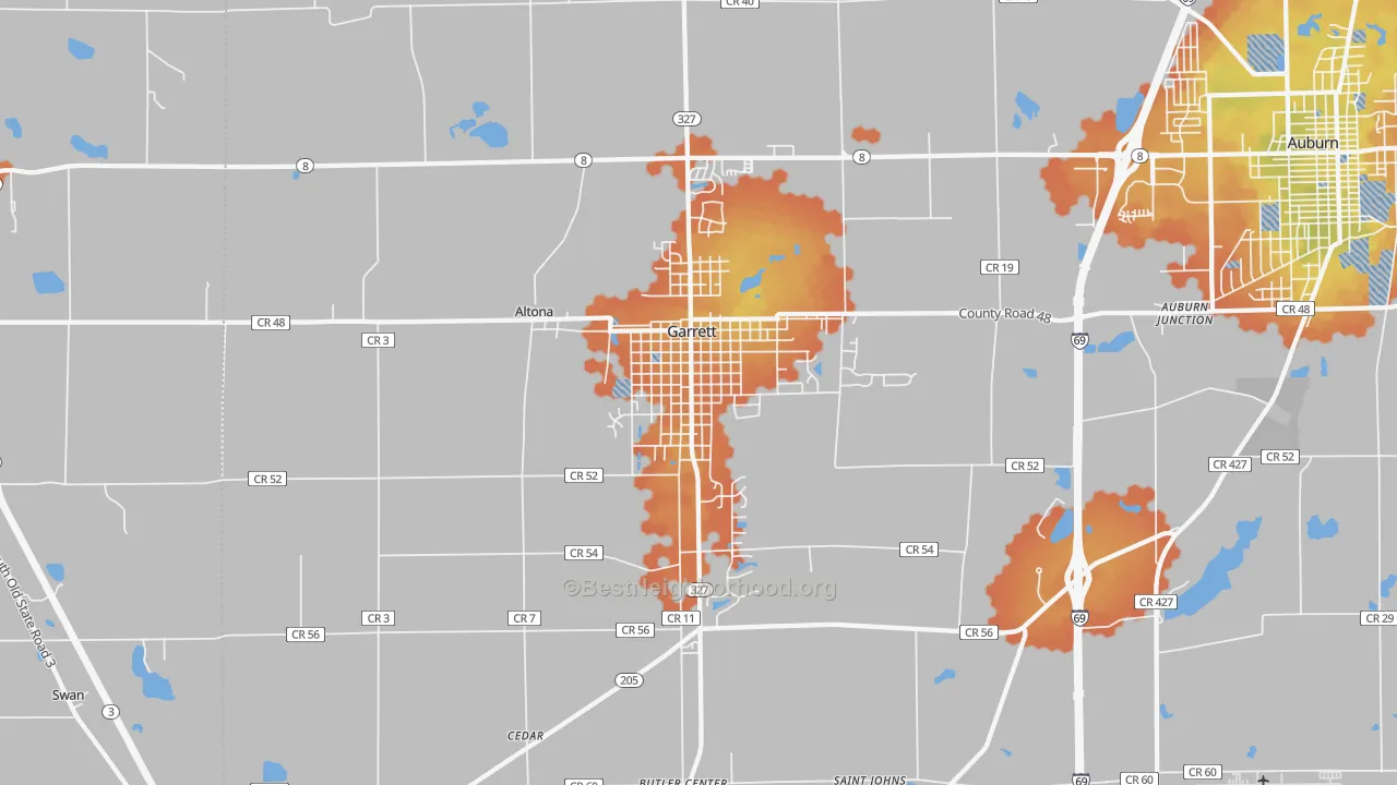 Bike Grade map of Garrett, IN