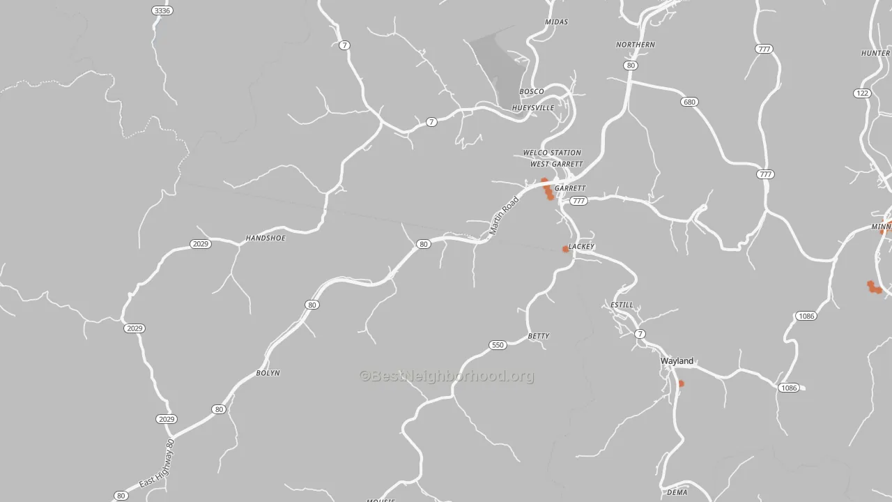 Bike Grade map of Garrett, KY