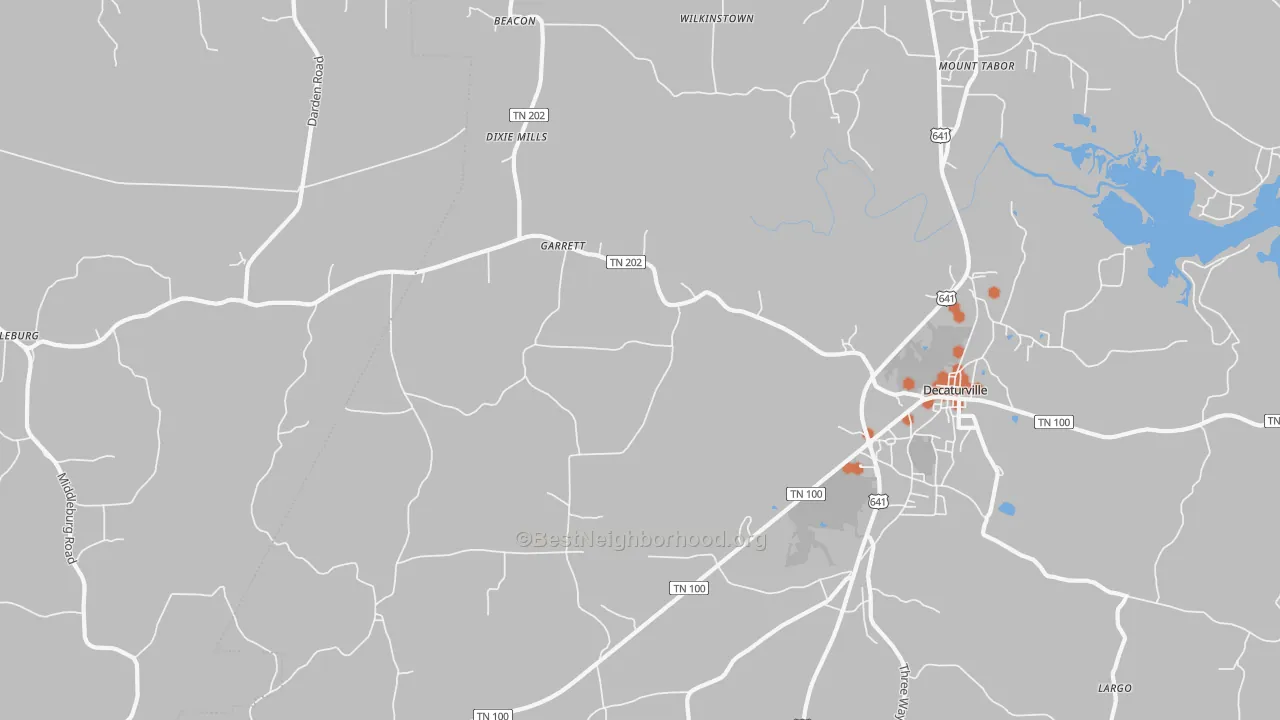 Bike Grade map of Garrett, TN