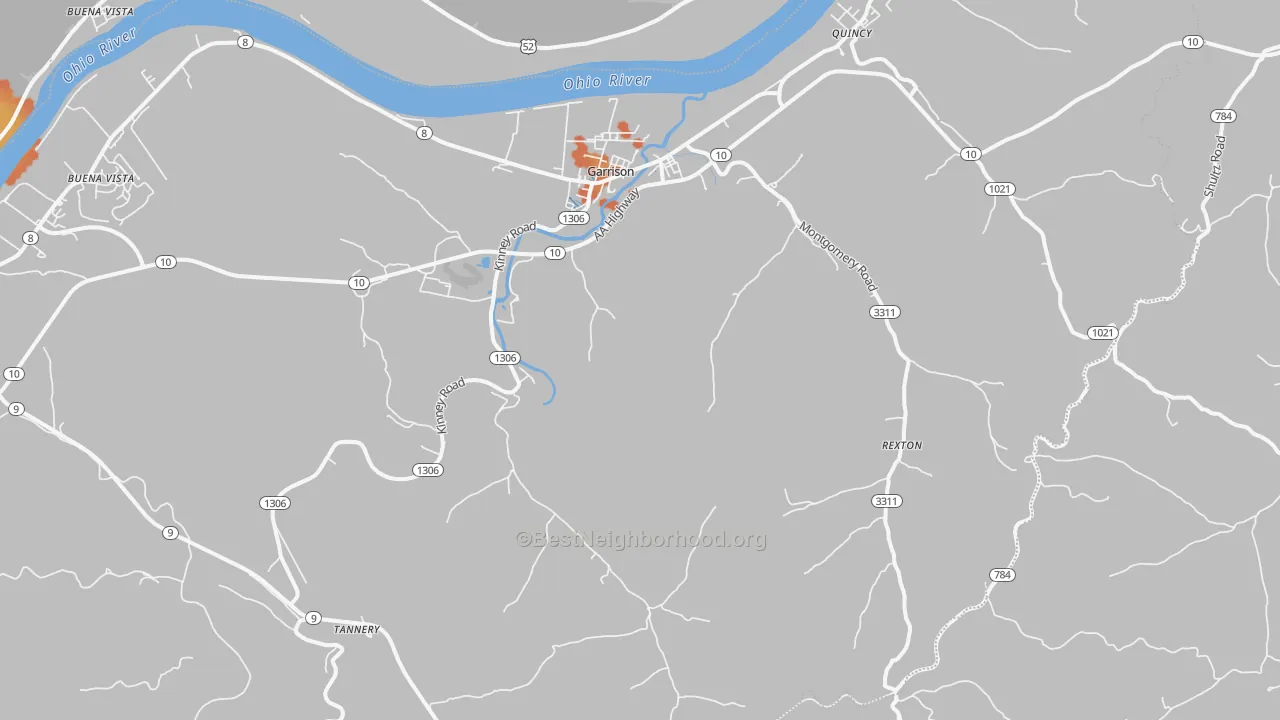 Bike Grade map of Garrison, KY