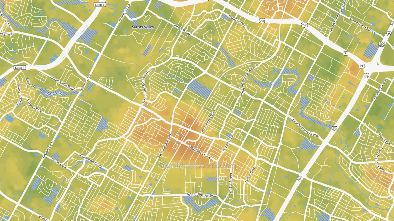 Bike Grade map of Garrison Park, Austin, TX