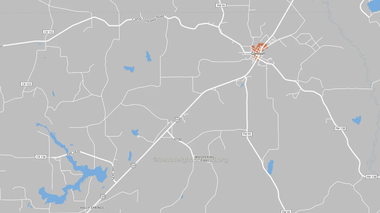 Bike Grade map of Garrison, TX