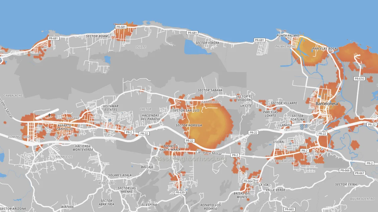 Bike Grade map of Garrochales, PR