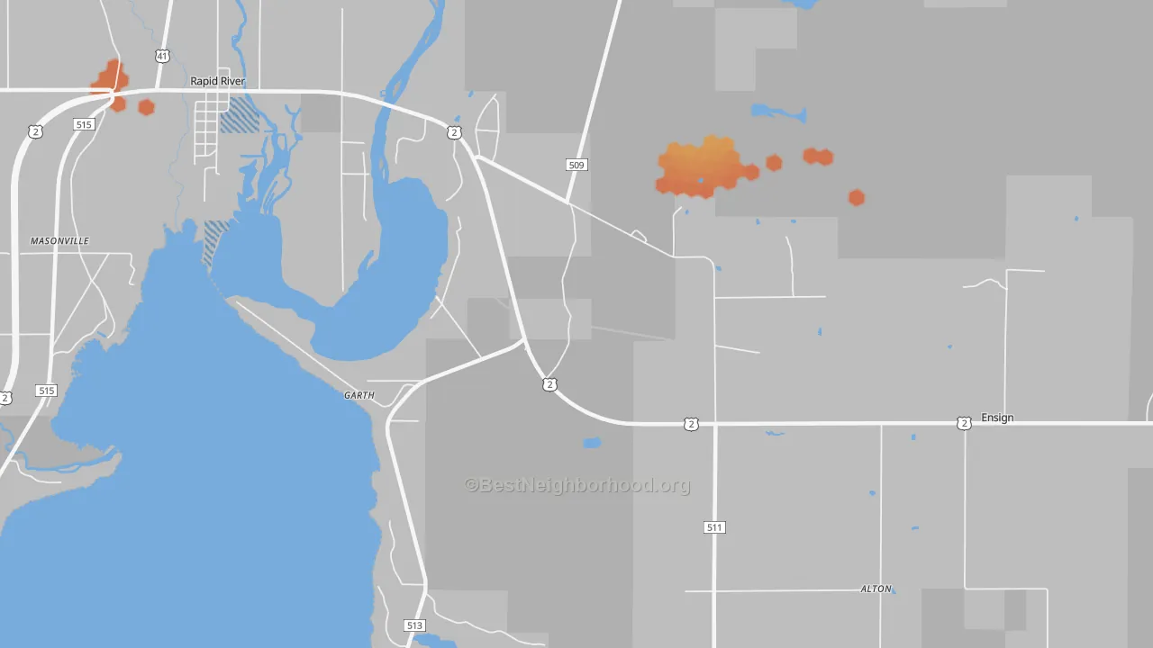 Bike Grade map of Garth, MI
