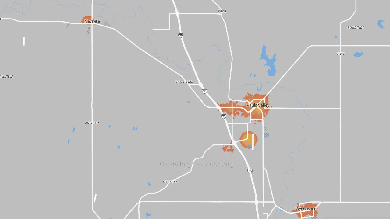 Bike Grade map of Garvin County, OK